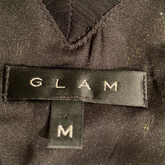 Glam Black and Gold Shimmery Short Sleeve Dress‎ or Tunic 100% Silk Y2K Made USA - Picture 9 of 9